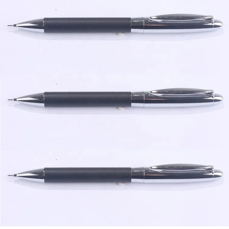 Металлический хромированный верхний корпус кожаный нижний корпус высококачественный механический карандаш