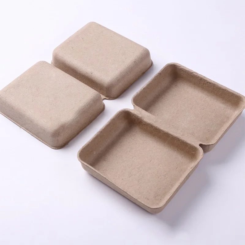 Industrial packaging square box storage box sugarcane pulp natural color wood pulp box