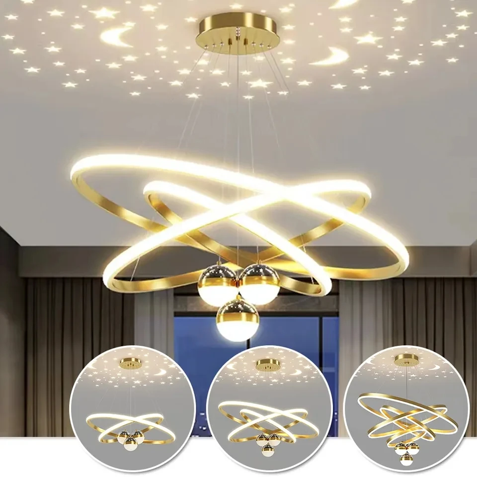 Contemporary Hotel Bedroom Living Room Indoor Light Decoration Surface Mounted Round Modern Led projection Ceiling Lamp