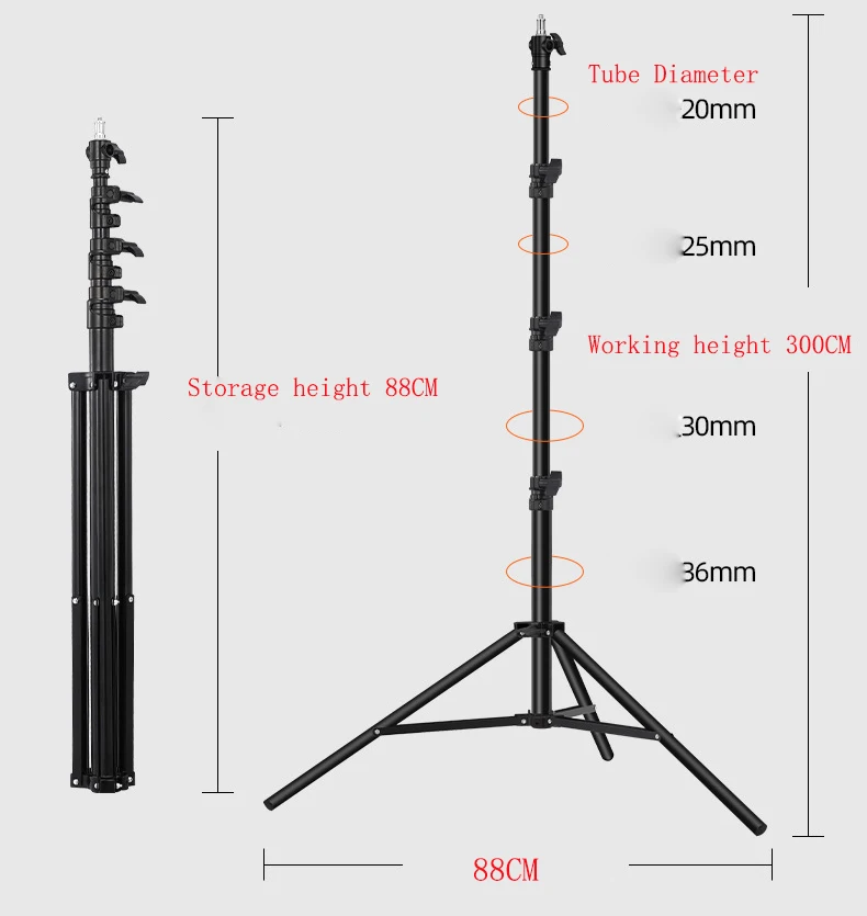 3 Meter Heavy Duty Impact Air Cushioned Video Studio Photography Light Stand Tripod Mount for Flash Light Umbrella Softbox
