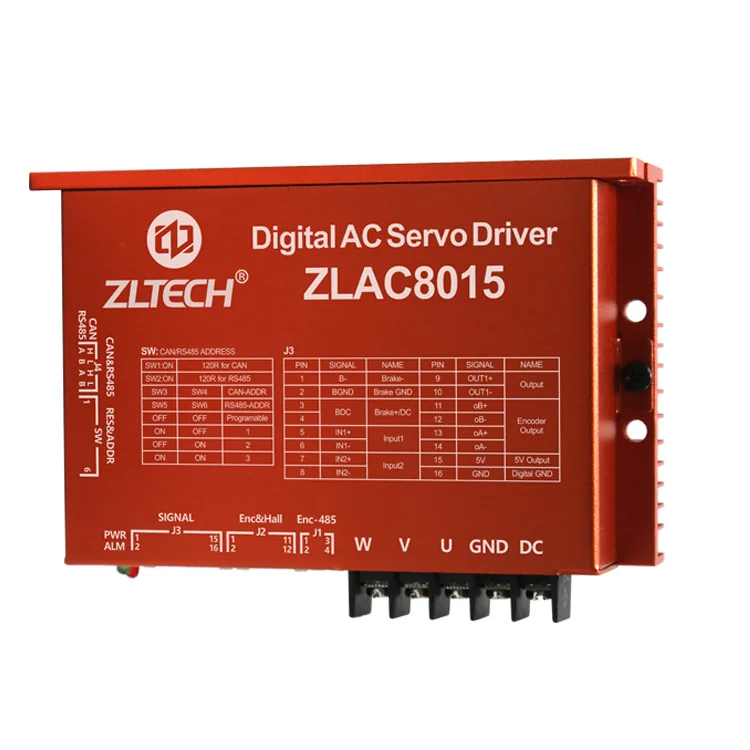  Zltech 3-фазный 24V 36V 48V DC 15A-30A 500W Бесщеточный CANOPEN RS485 Сервопривод переменного тока ZLAC8015 для Автоматические конвейерные