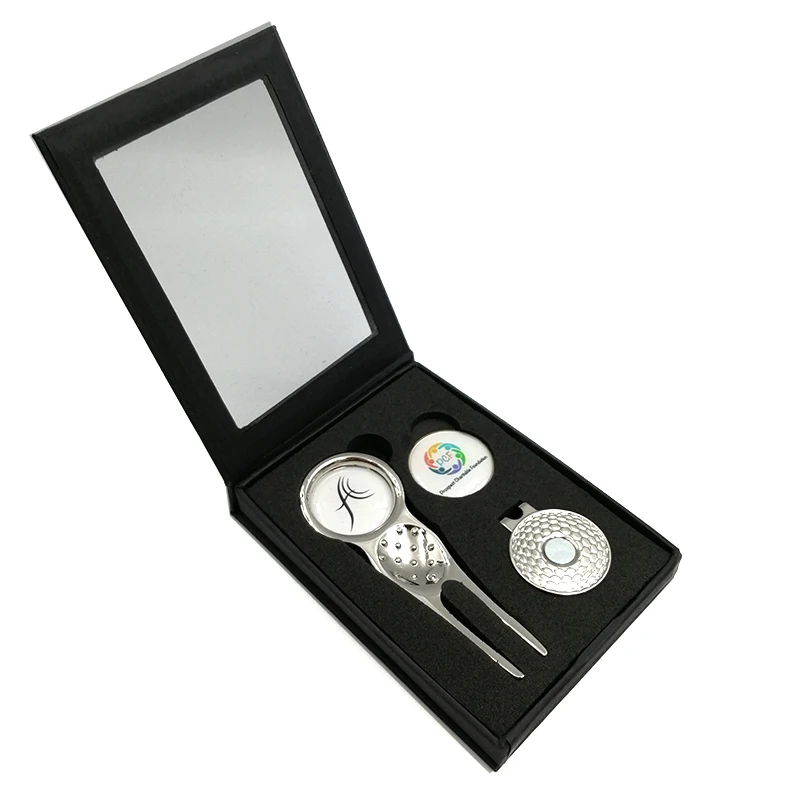 Factory wholesale custom golf accessories series golf gift set with golf tee magnetic divot tool and ball marker