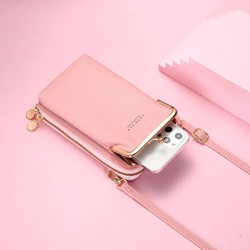 RU Fashion Long Shoulder Bag Multi Cardholder Layer Messenger Phone Pu Lock Zipper Women Wallet