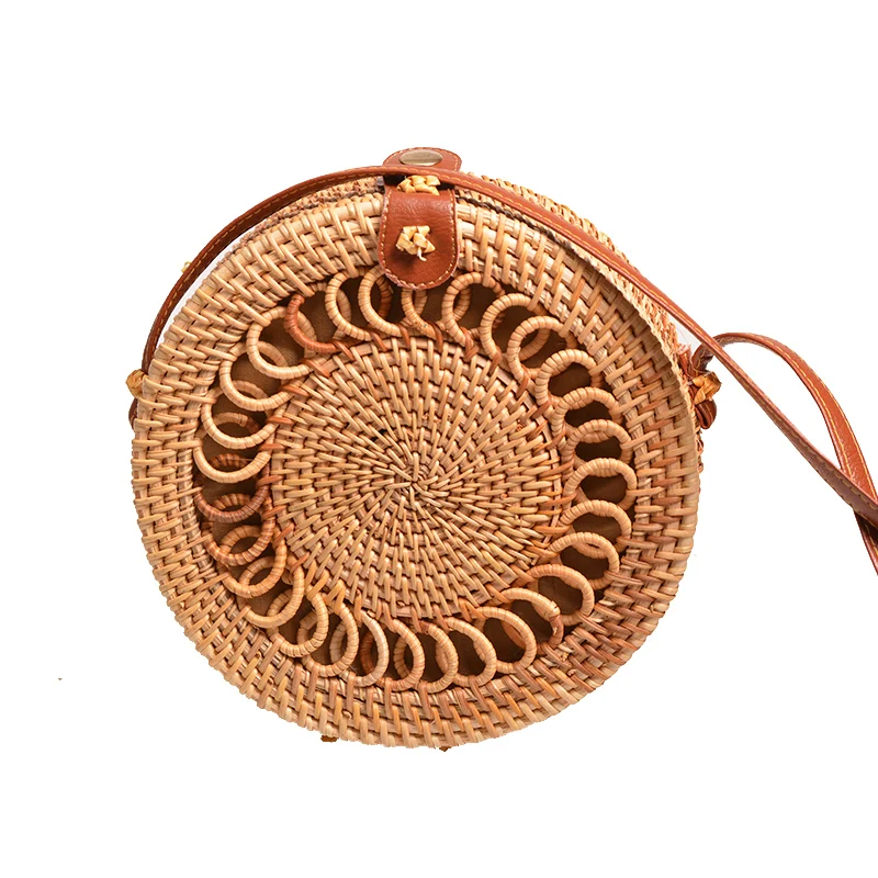 Wholesale women box shoulder handmade ladies woven tote straw clutch handbags rattan bags summer bag beach with leather handle