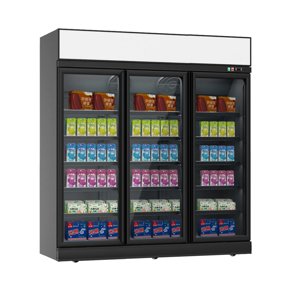 3 Door Commercial Refrigerator Ice Cream Showcase Glass Display Heladera Commercial Upright  Freezer For Supermarket