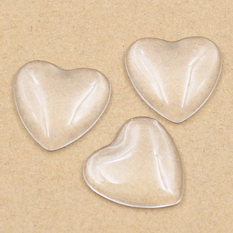 12mm 16mm 18mm 20mm 25mm Heart Flat Back Clear Glass Cabochon, High Quality,Wholesale Promotion