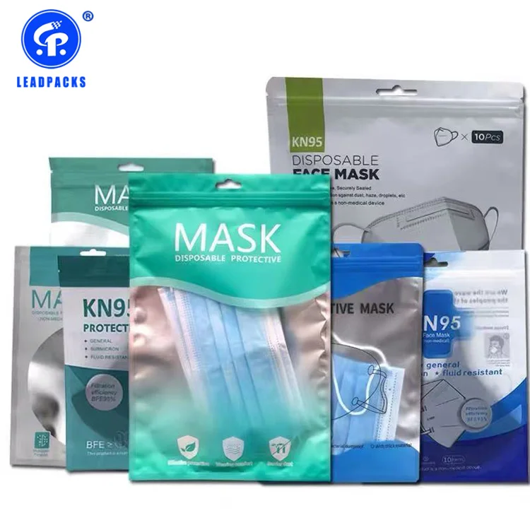 Cheap Resealable plastic Zipper N95 MASK packaging bag, protective mash bag
