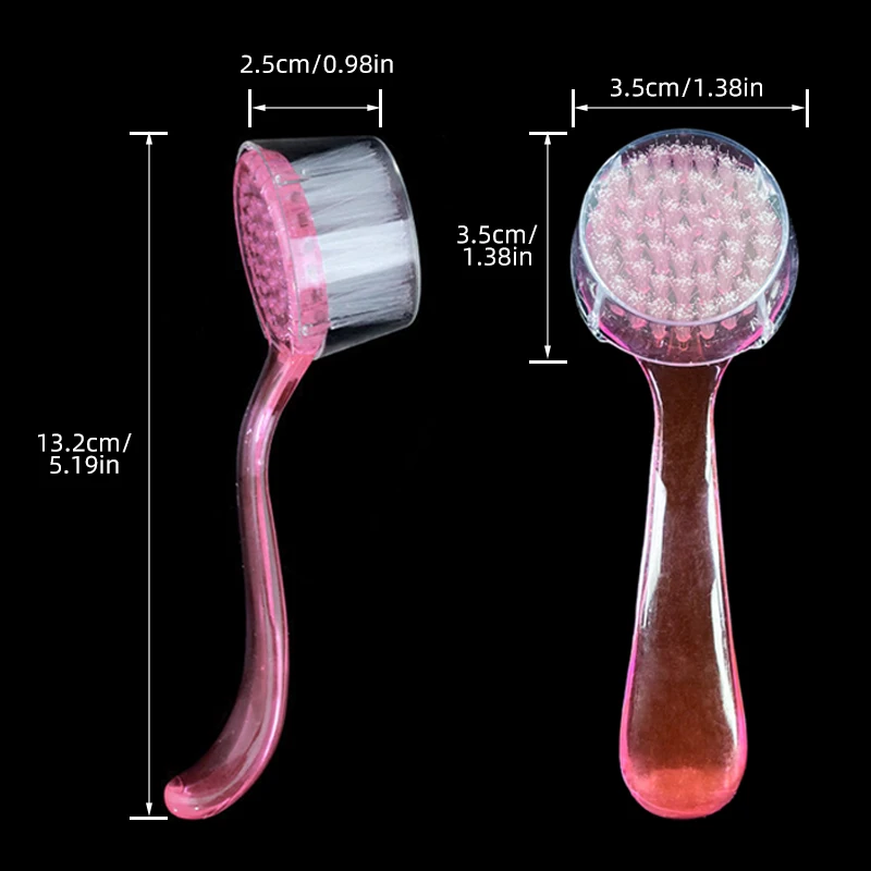 Professional Polish Long Handle Powder Acrylic Soft Scrub Cap Skin Remove Art Dust Manicure Brush Nail Cleaning Plastic Tools