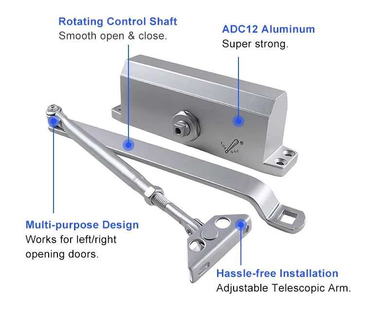183  Ul Listed factory direct supply Commercial Adjustable Automatic Door Closer Hydraulic Concealed Door Closer