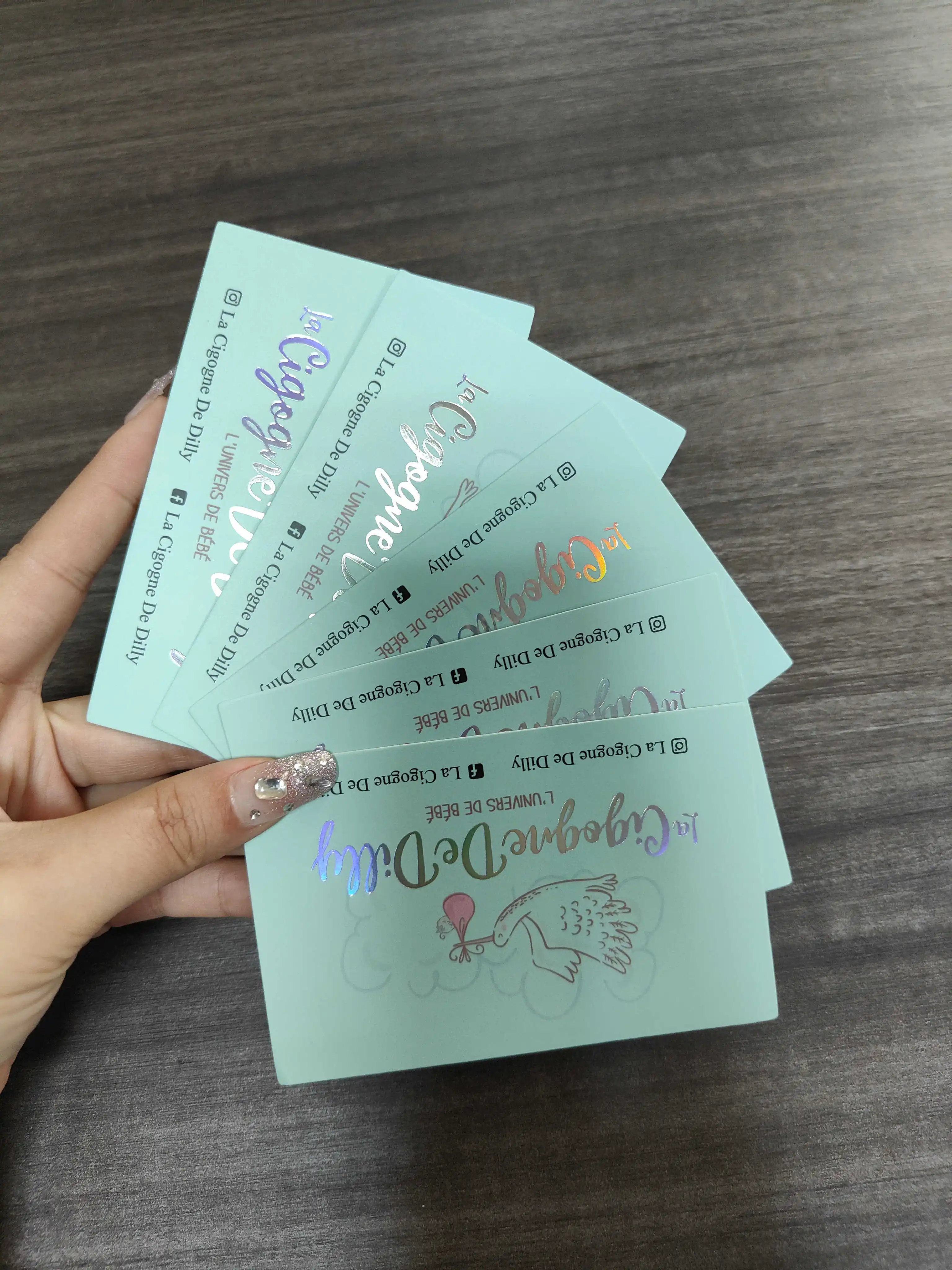 Custom deluxe high-end 7* 11cm 400g holographic double-sided printed card