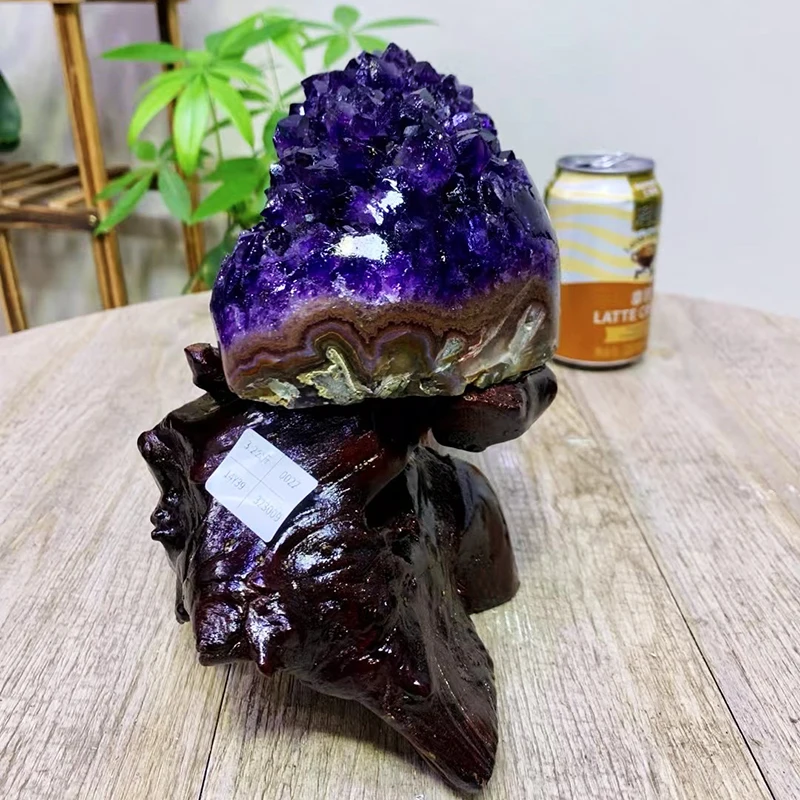 Unique natural crystal stones dark amethyst cluster Uruguay amethyst geode for fengshui decoration