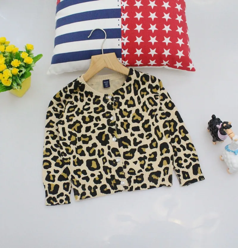 
2021 new fashion Children Kids Sweater Autumn Spring Baby Girl Cardigan Leopard Print Casual Outerwear Coat Clothes 18M-6T 