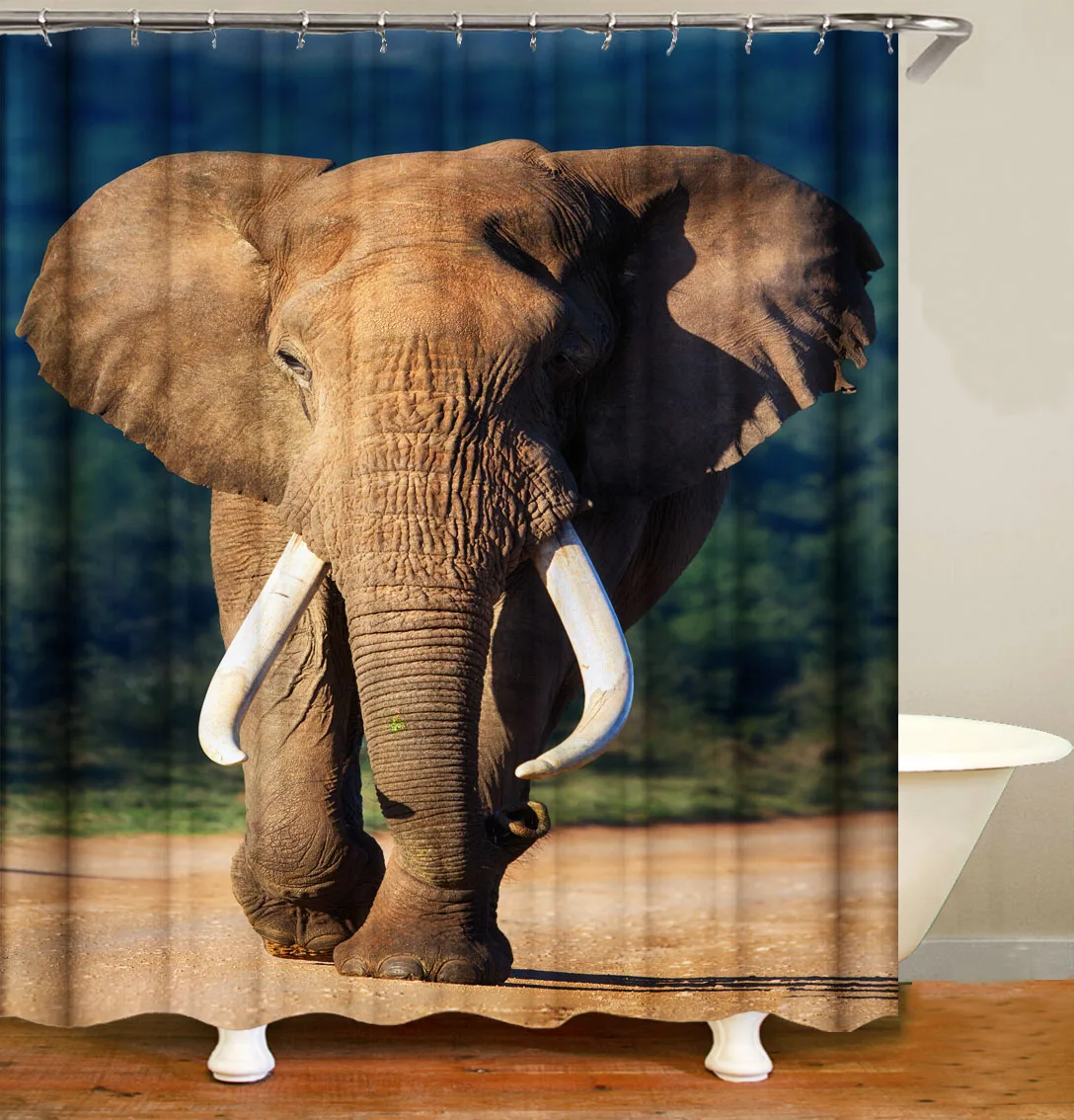 i@home home goods wholesale 100% polyester waterproof shower curtains bathtub animal 3d bathroom