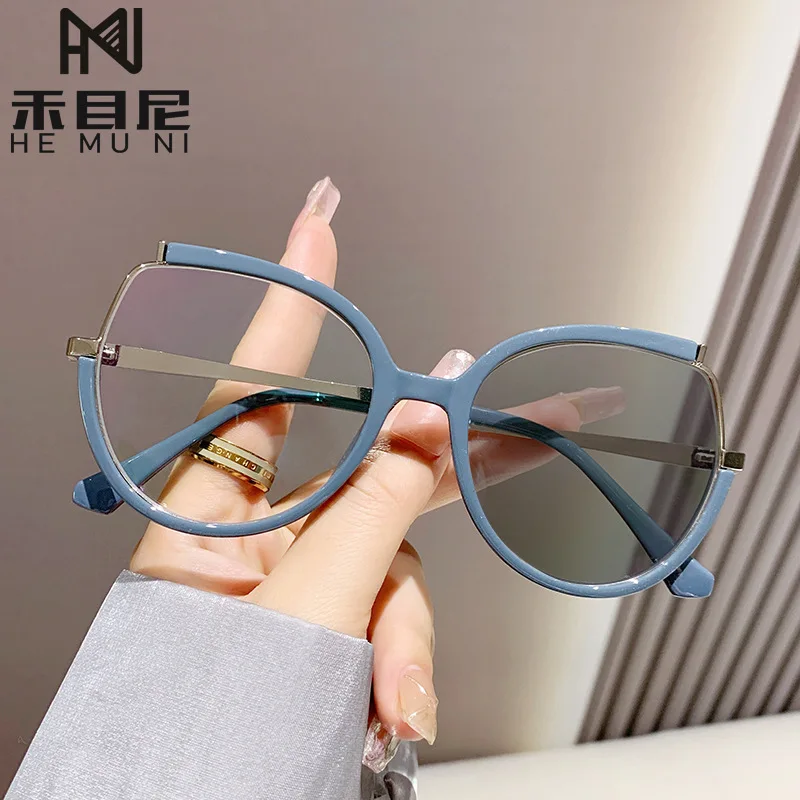 7196 Hot sell anti blue light glasses frame ladies spectacles eyeglasses women change color photochromic optical eyewear