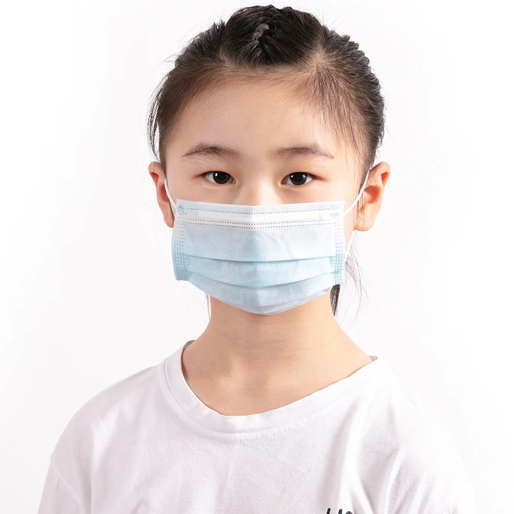 
In Stock 3 Ply Non-Woven And Melt-Blown Farbric Medical Kids Face Mask Manufacturer 