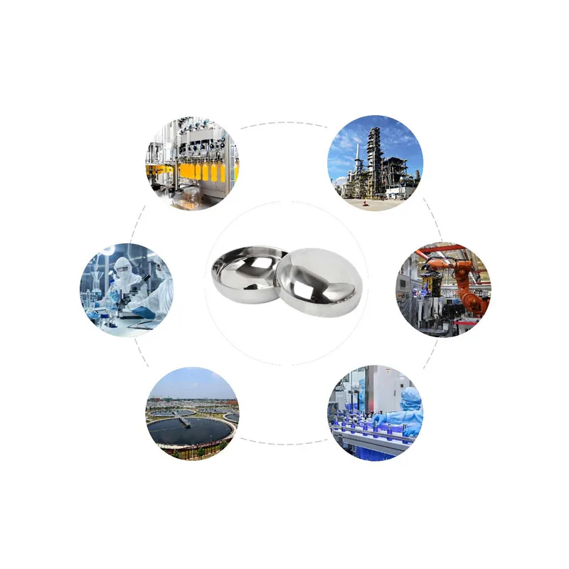 RTS Sanitary Food Stainless Steel 304/316L Welded Oval Head Cap Stainless Steel Spherical Head Cap Pipe Fittings