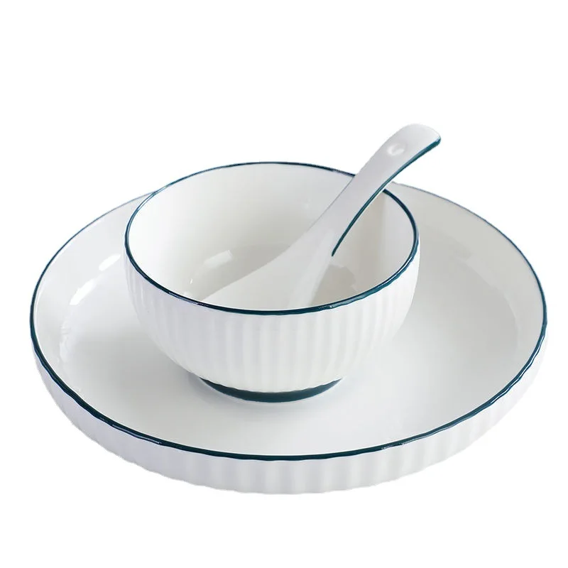 31 pieces Ceramic Dinner Plates Salad Soup  Bowl Plate Dinnerware Bowls Set for Restaurant