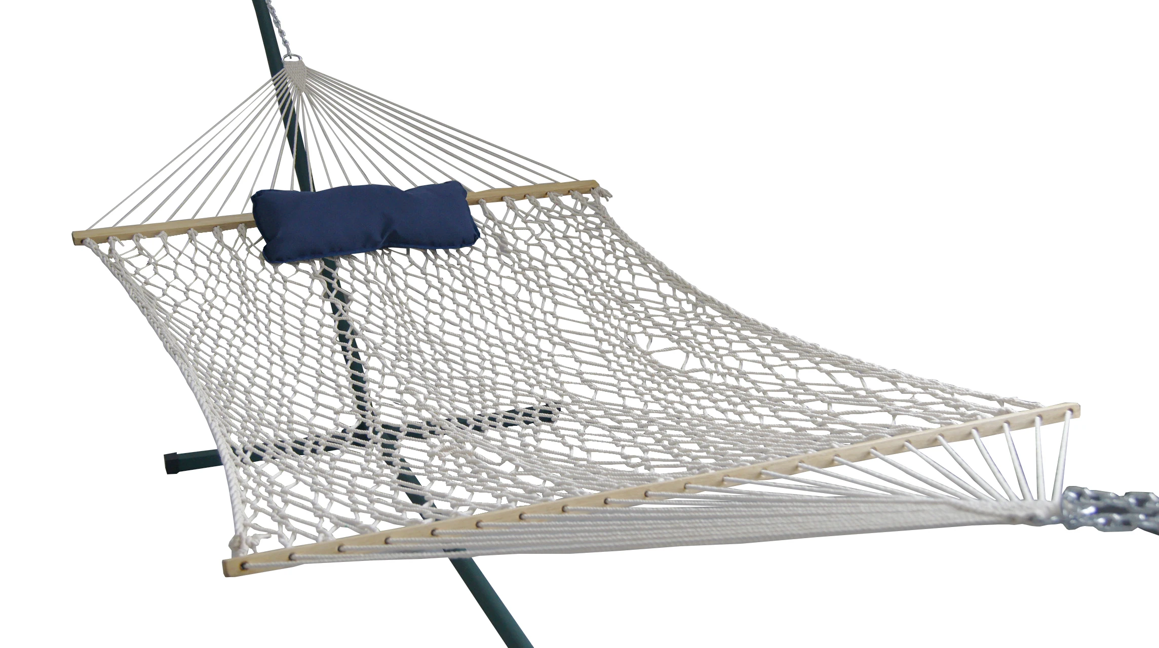 Cotton Rope Hammock With 15 Foot  Portable Steel Stand with Wheel and Pillow and Pad For Indoor And Outdoor Use