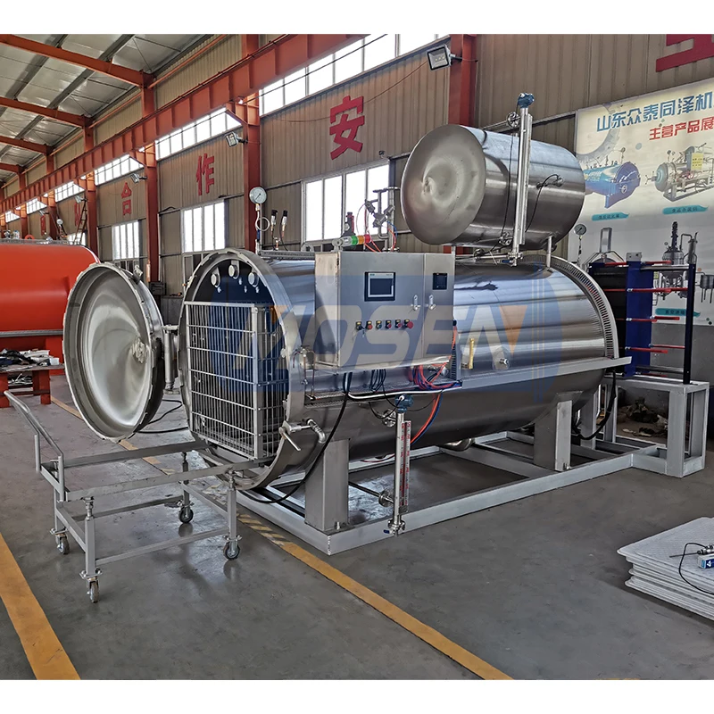 Horizontal food sterilizer retort glass battles tin cans retort pouch autoclave