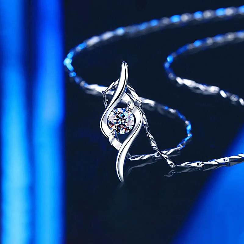 New Product Design Sense Collarbone Chain Sterling Silver Necklace Pendant Moissanite Diamond Necklace For Women