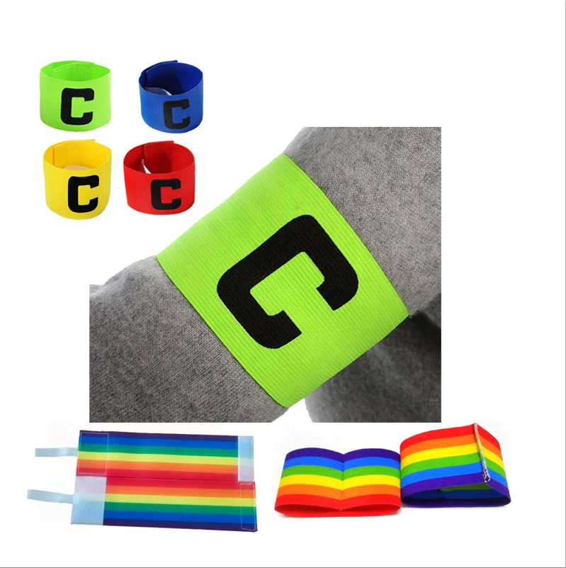 30*7 cm OEM logo adjustable elastic nylon soccer training bands equipment football captain armband for workout exercise sport