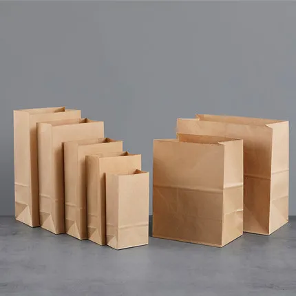 Take -out Paper Bags for Packaging  Food Bread Fried Chicken Vegetable Fruits Kraft Carrying Case for Puting away the Clothes