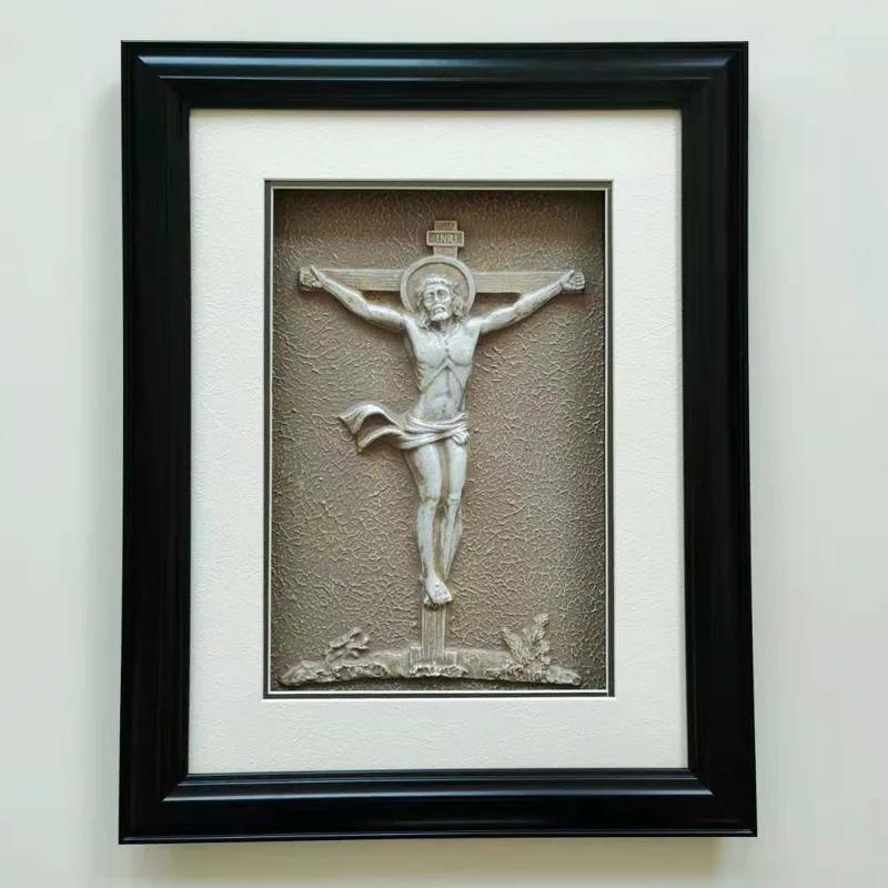 Small size religious Jesus cross mary last supper  wall arts framed 3d mat board air parcel