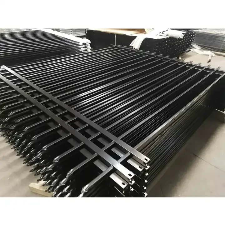 High Quality Modern Design Aluminum and Steel Fence Welded Picket Finials Aluminum Fence Panels with Black Powder Coated