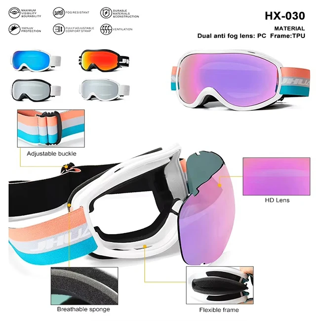 New anti fog snow glasses custom moq  UV protection quality optics winter sports ski goggles mountain goggles sports goggles
