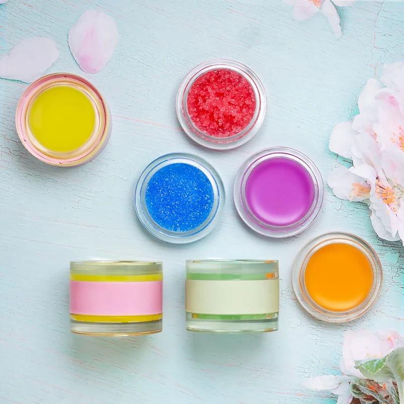 wholesale custom logo handmade 100% natural vegan gentle exfoliant (5g+5g ) 2 in 1 double layer jelly lip mask lip scrub