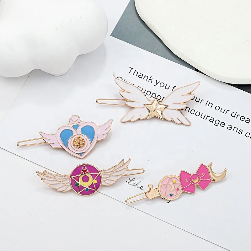 4Styles Sailor Moon Personalize Hairpin Cartoon Anime Hair Claw Clip Hair Accessories Hairpins for Adults And Children