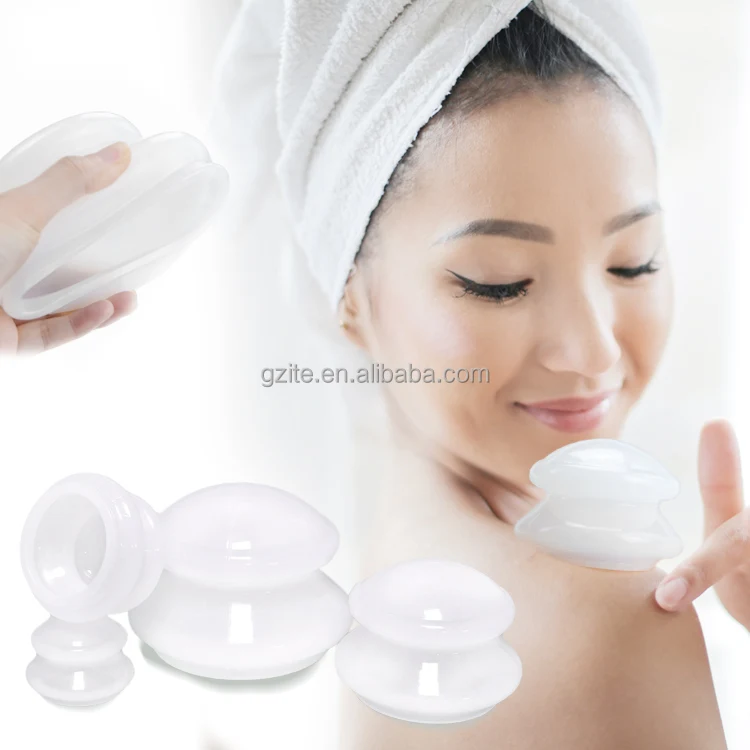 Amazon silicone Suction Bulb silicone Cupping Set 4pcs Anti cellulite vacuum Massage body facial massage rejuva cup