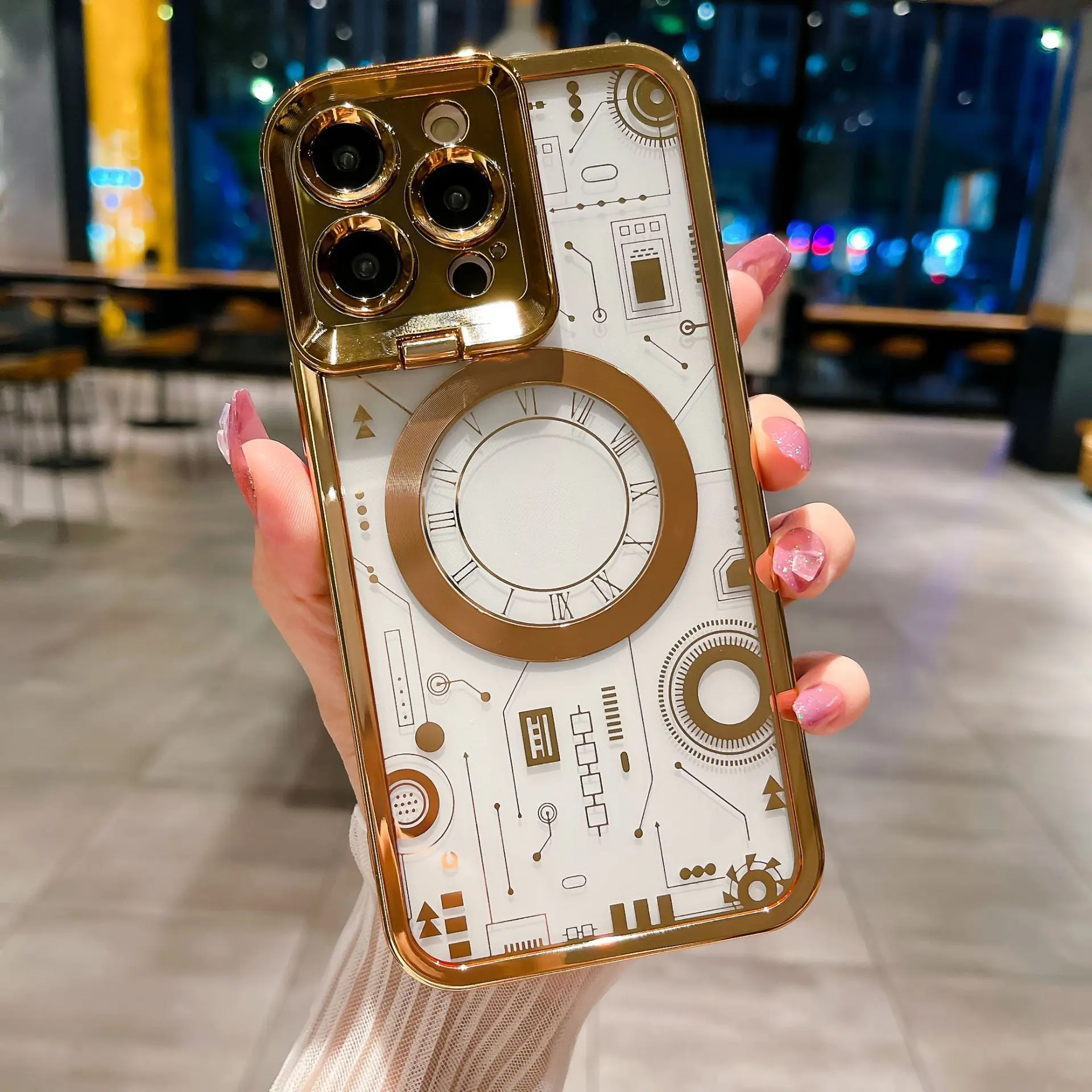 New phone case for iPhone14ProMax circuit diagram lens frame bracket CD 12/13 magnetic absorption all-inclusive protective shell