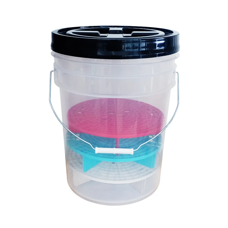 Factory  Supply 5 gallon Plastic Car Wash Bucket 20 litre plastic pail With Net Cover And Lid