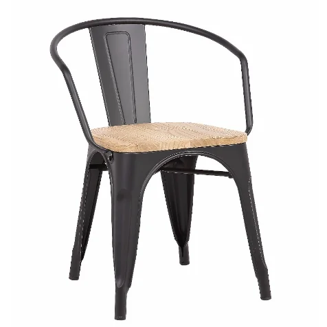 
Wholesale high quality dinning metallic lowback metal chair with wood pad restaurant dining chair 
