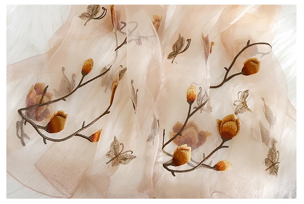  2021 Long Satin Silk Matte For Shawl Women Blended Pashmina Organza Scarf Kashmiri Luxury Embroidery Shawls