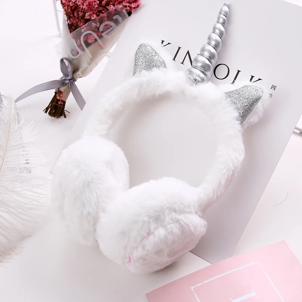 Go Party wholesale Hot winter faux fur unicorn headband warm earmuffs