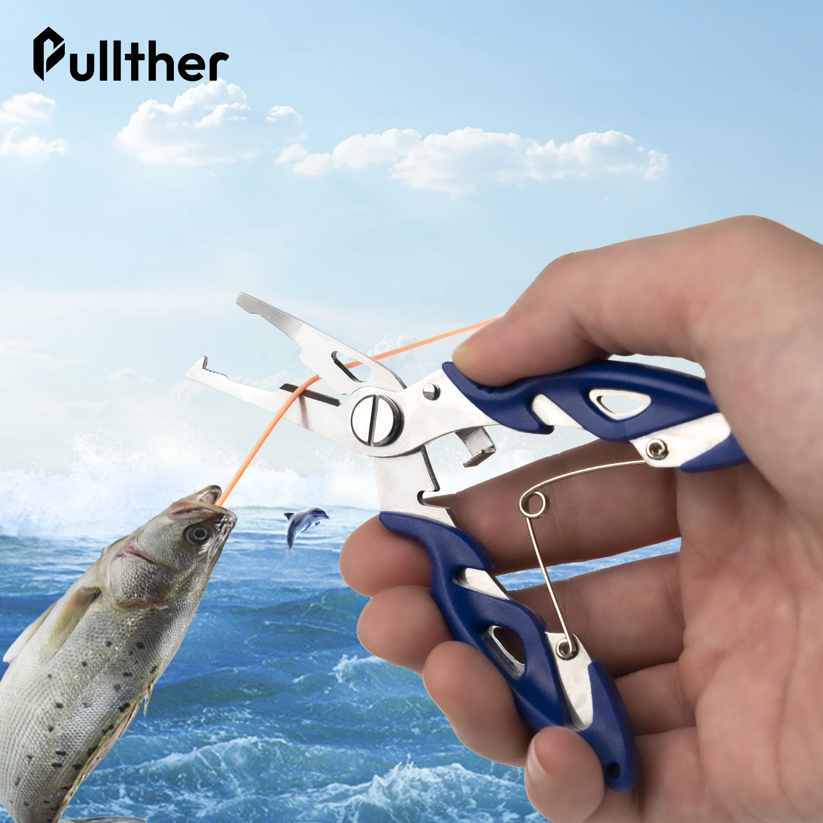 Pullther factory multifunctional stainless steel fishing tongs, scissors, wire cutting hooks, disassembly fly fishing set