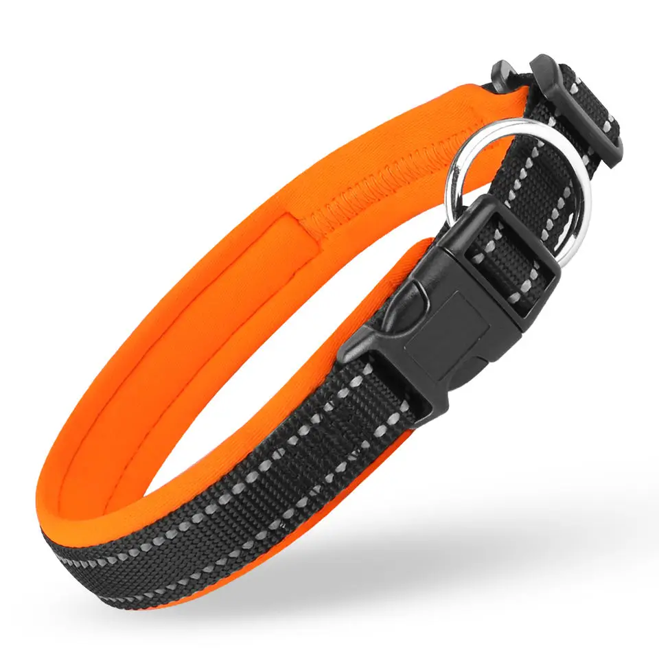 Manufacturer Custom Soft Neoprene Padded Adjustable Reflective Nylon cat Collar Luxury Safety Dog Shock Collars