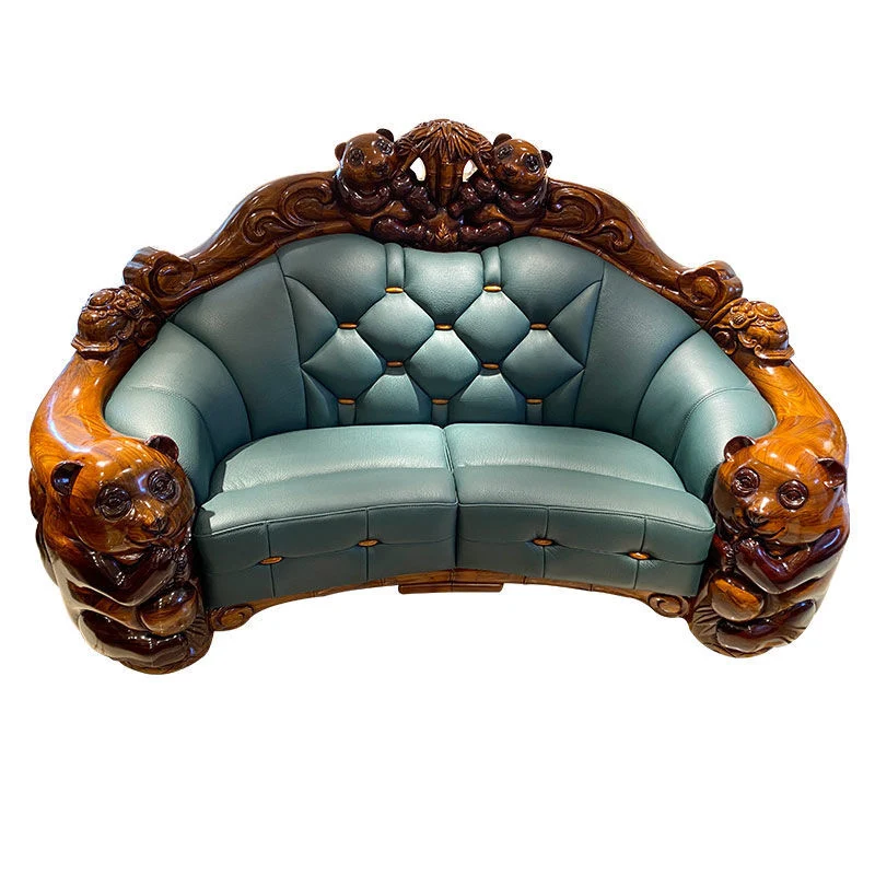 European style ebony wood carved sofa luxury high-end large apartment living room furniture classical sofa