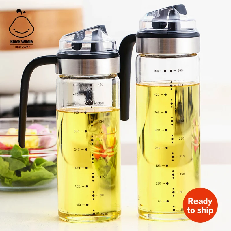 wholesaler Cooking Oil Condiment Containers with Measurement and Easy Pouring Spout for Kitchen Drip Free Olive Oil Dispenser