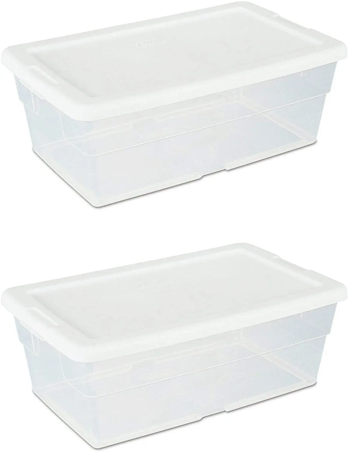 Quart/5.7 Liter Storage Box White Lid with Clear Base Plastic Basket (Pack of 2)