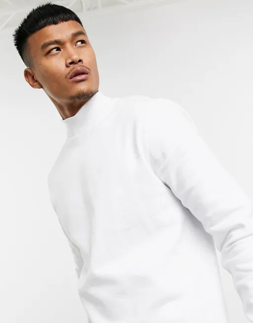 OEM Factory Custom Men High Quality Turtle Neck Plain Blank White Hoodies Sweatshirts