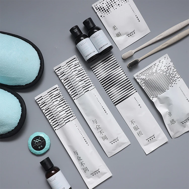 S&J Rose Black Tea Fragrance Disposable Hotel Amenities Supplies Toiletries Set Cosmetics Customizing Logo Printing Service