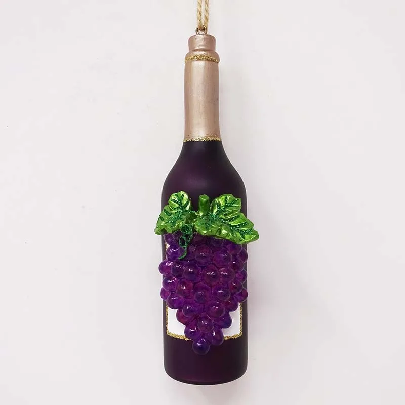 Factory wholesale personalised christmas tree ornaments wine bottle and grape pendant