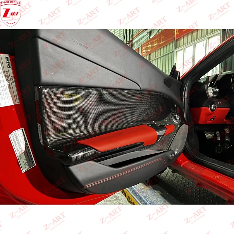Z-ART 488 Dry Carbon Fiber Door Trim for Ferrari 488 Dry Carbon Fiber Door Panel for Ferrari 488 GTB 2015-2020