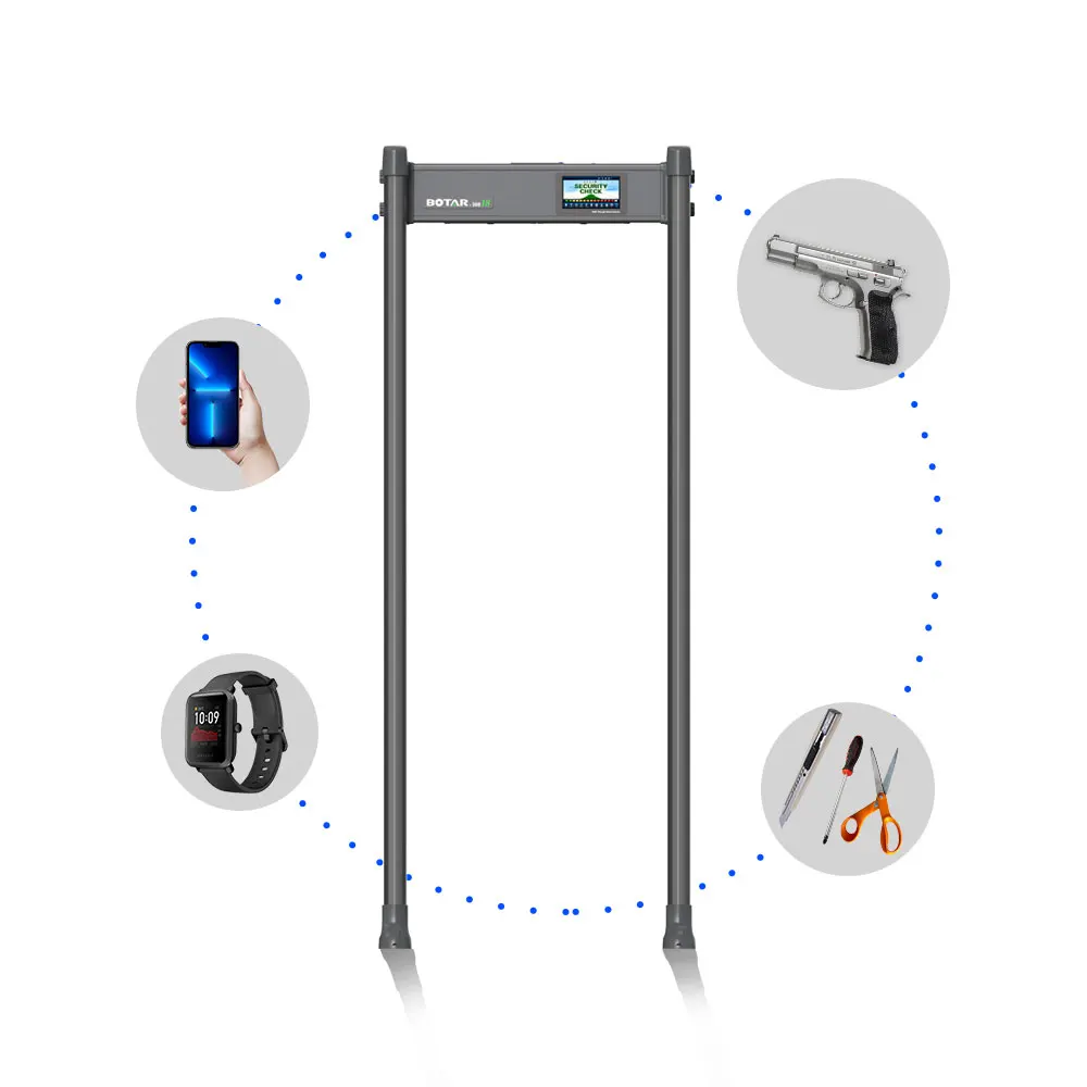 BOTAR 2022 Factory Direct 6/18/33 Zones 7 Inch LCD Screen Security Walk Through Metal Detector For Embassies