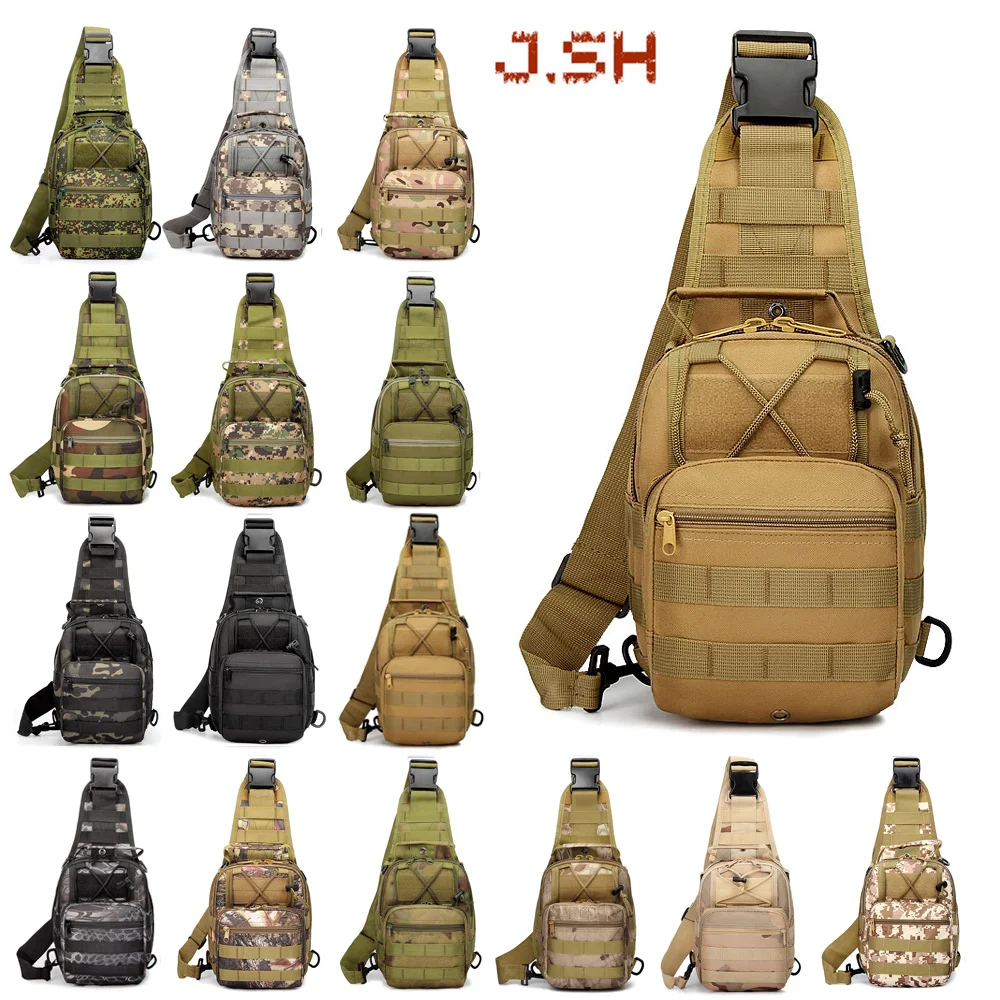 Wholesale JSH Hiking Outdoor Crossbody Oxford Molle Tactical Waist Single Shoulder Pack Sling Bag Running Belt Pouch Waist Bag