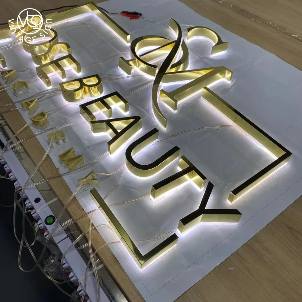Lighting Outdoor Business Signs Acrylic Letters Back Lit Stainless Steel Channel Letter Custom 3d Backlit Sign