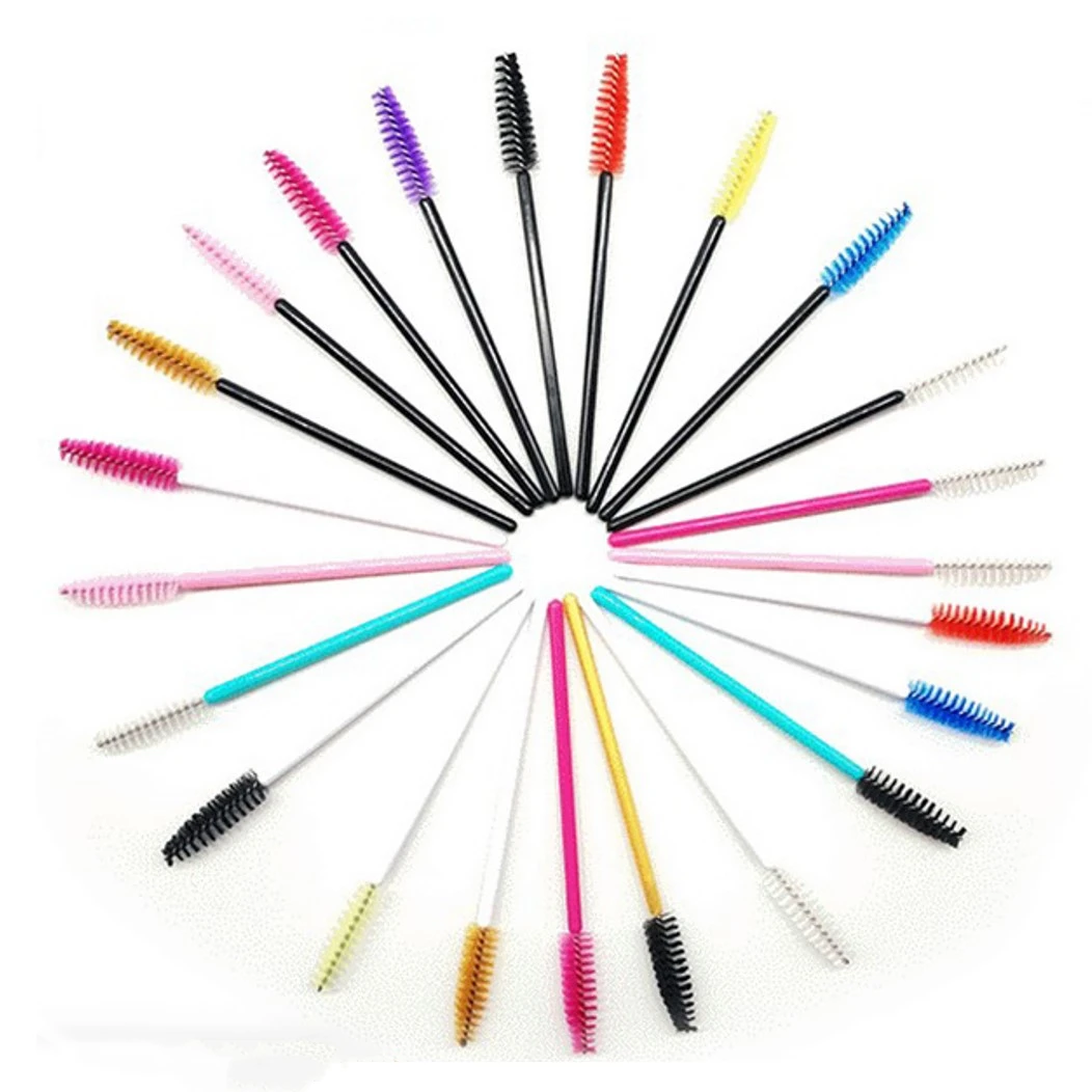 Wholesale 50pcs Nylon Disposable Eyelash Brush Eyebrow Mascara Brush with Opp Bag